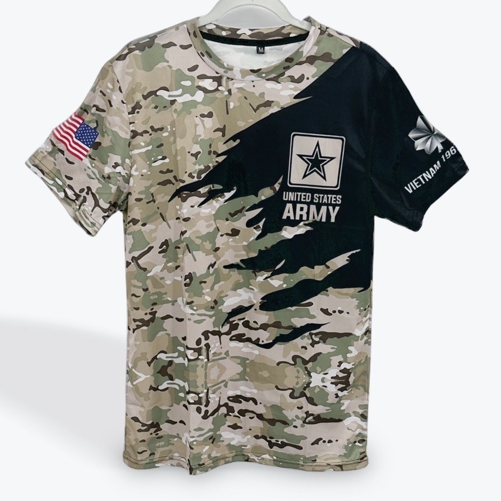 US Army Multicam Camo Graphic T Shirt Men's Size Medium Vietnam Veteran